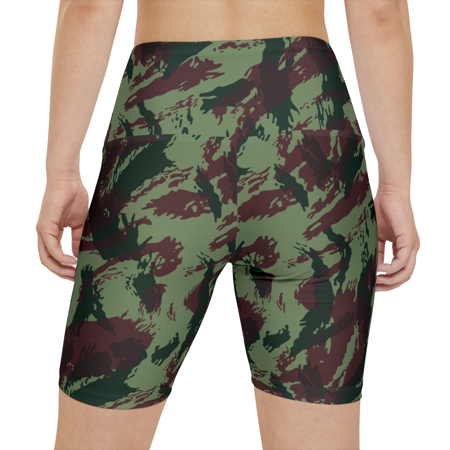 Portuguese Lizard Camo High-Rise Bike Shorts _ Concealing Coloration
