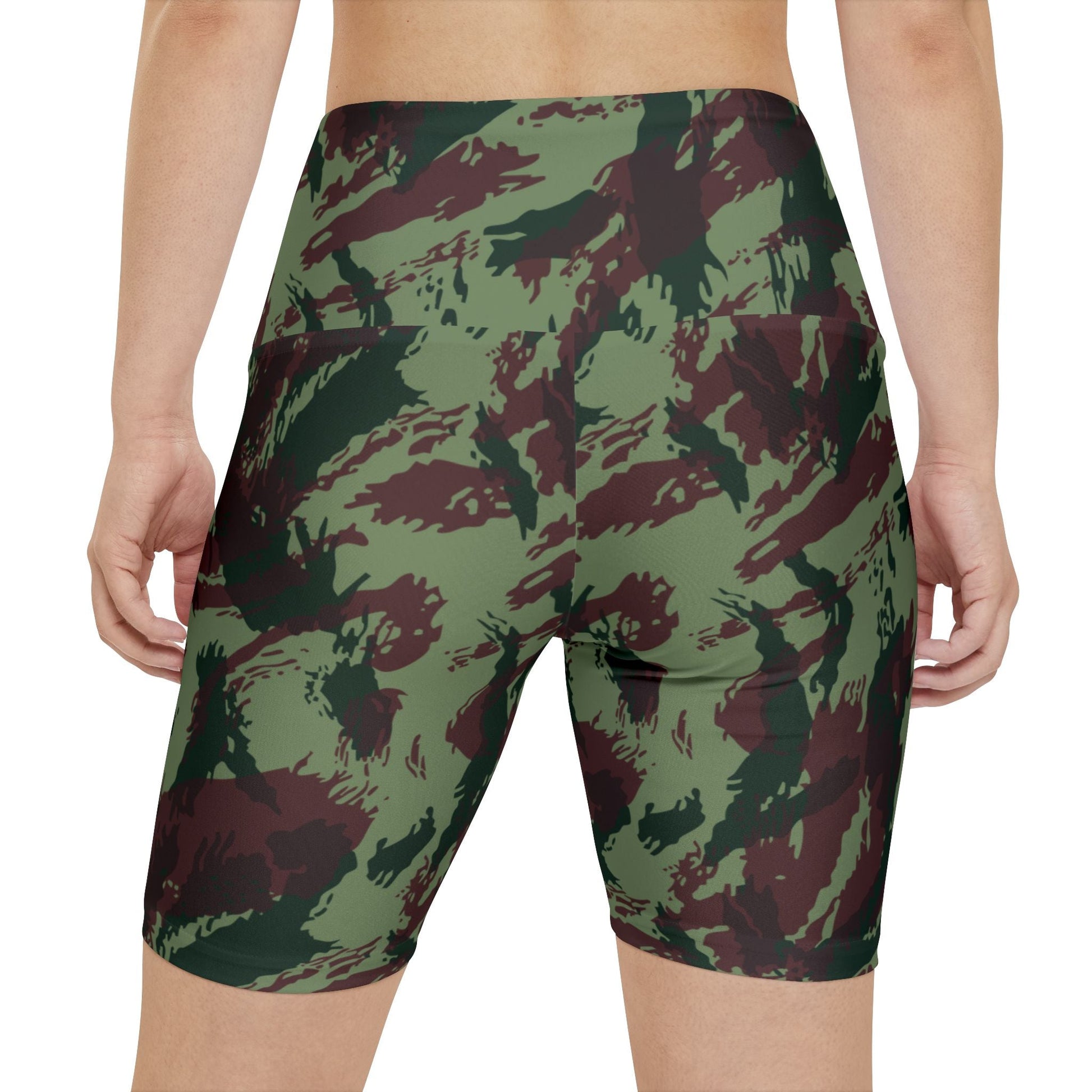 Portuguese Lizard Camo High-Rise Bike Shorts _ Concealing Coloration