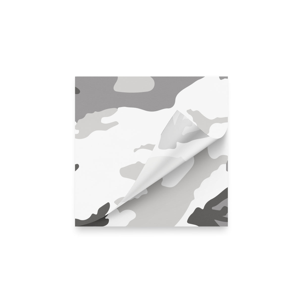 3″×3″ M81 Urban Camo Post-it® Notes with a printed sheet lifting from the stack