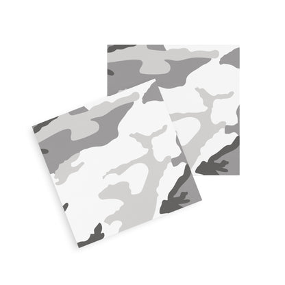 Two overlapping 4″×4″ M81 Urban Camo Post-it® Notes showing the grayscale pattern