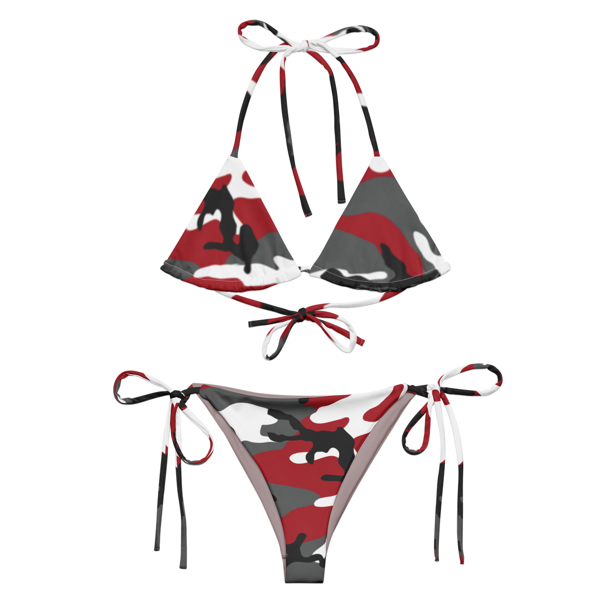 Red Urban Camo String Bikini Set - flat-lay front