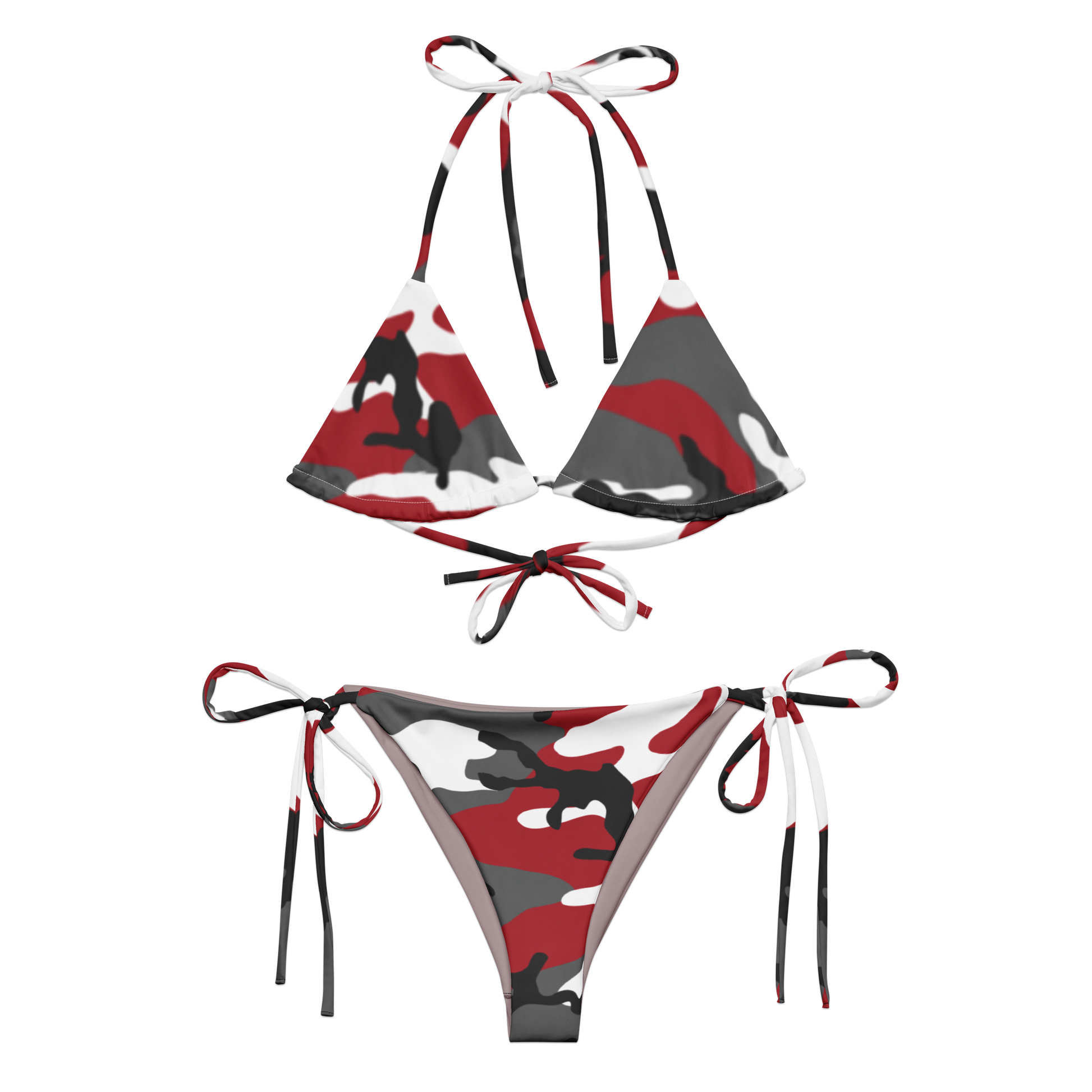 Red Urban Camo String Bikini Set - flat-lay front
