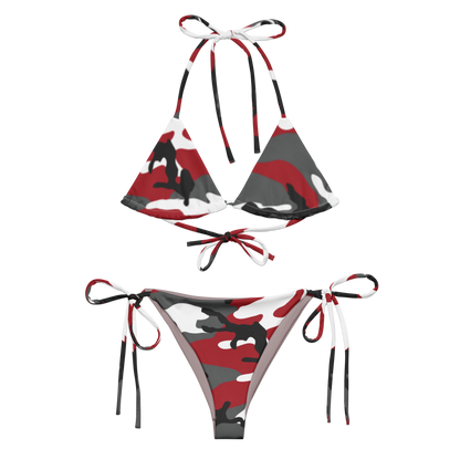 Red Urban Camo String Bikini Set - flat-lay front