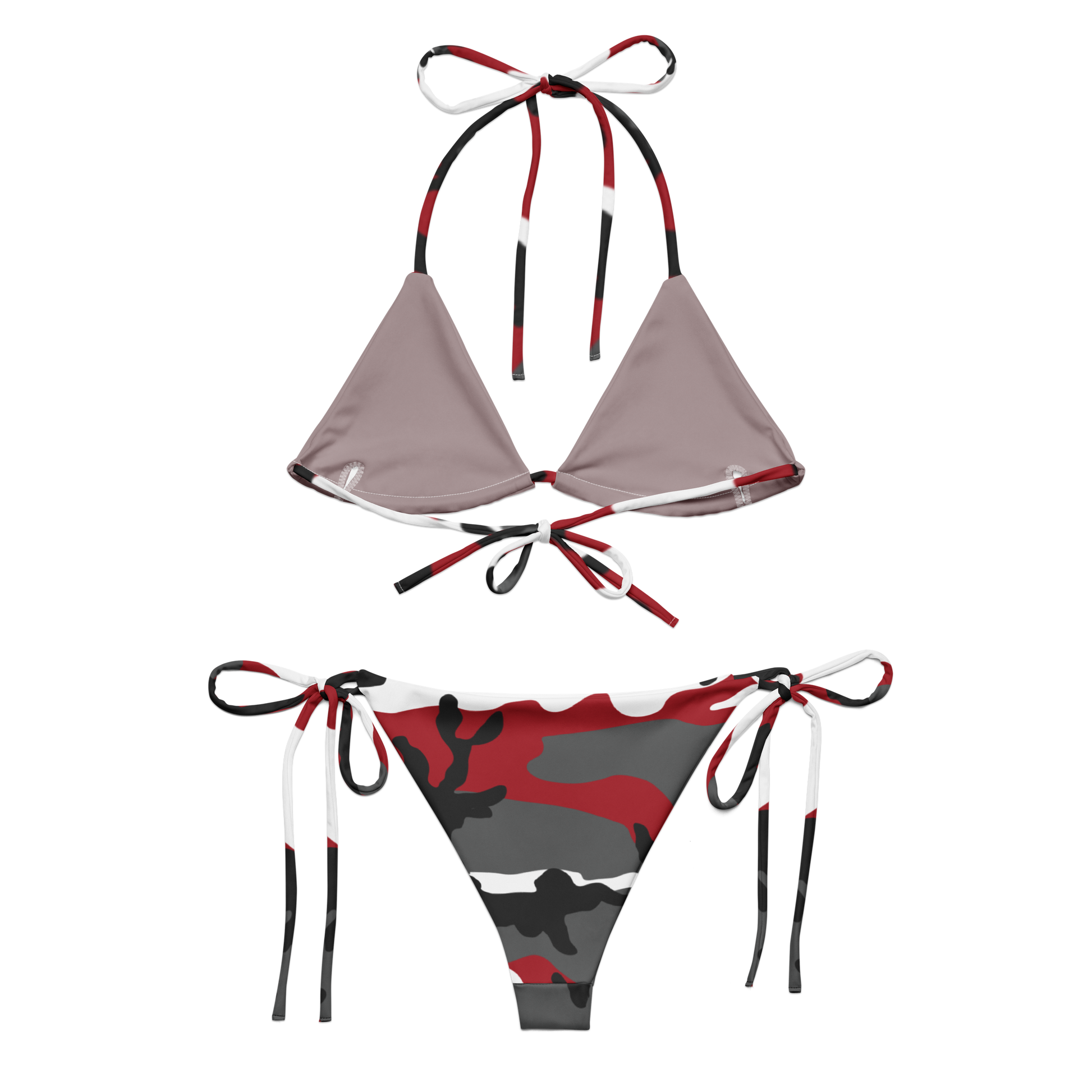 Red Urban Camo String Bikini Set - flat-lay back