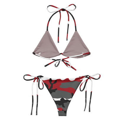 Red Urban Camo String Bikini Set - flat-lay back
