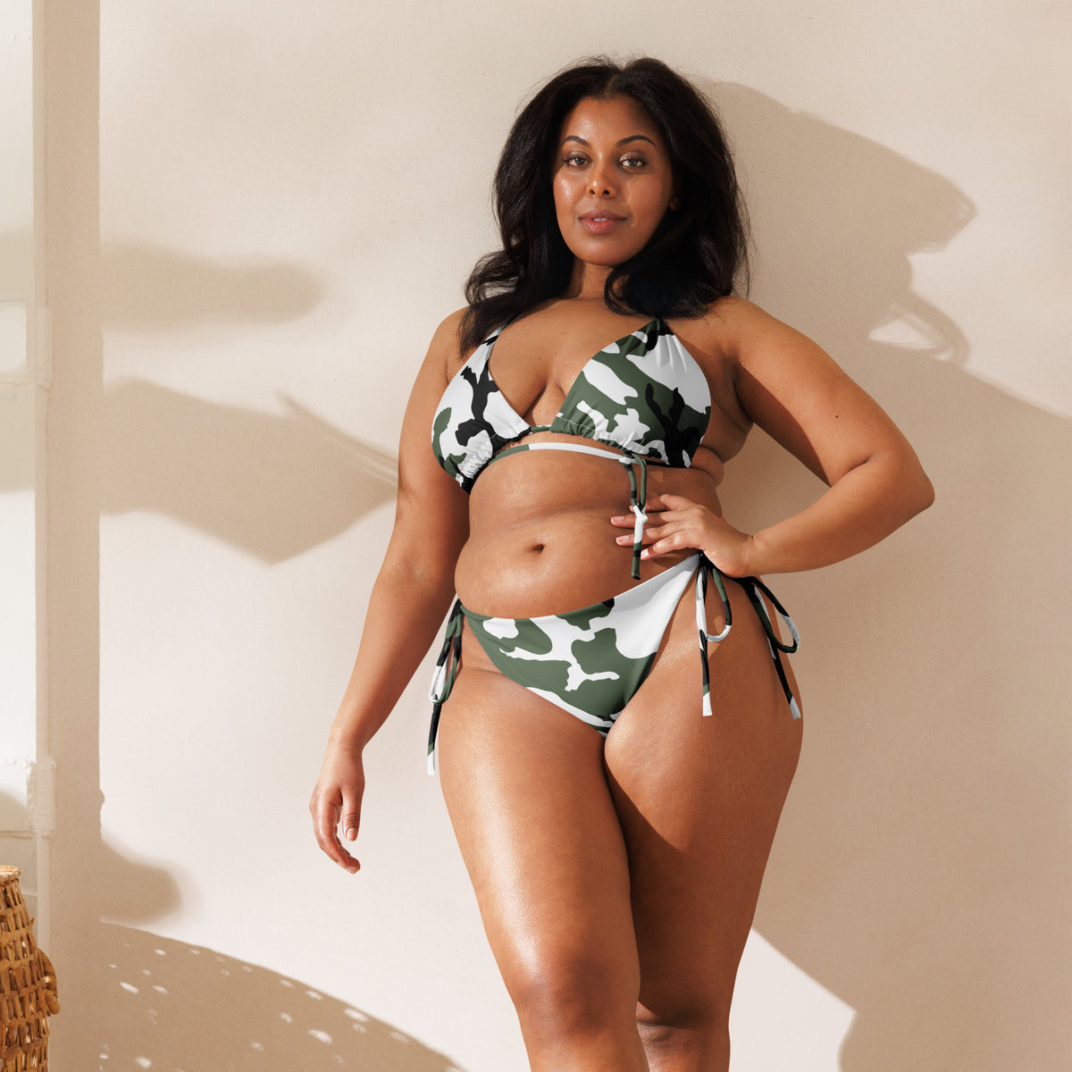 Snow BDU Camo String Bikini Set, front view.
