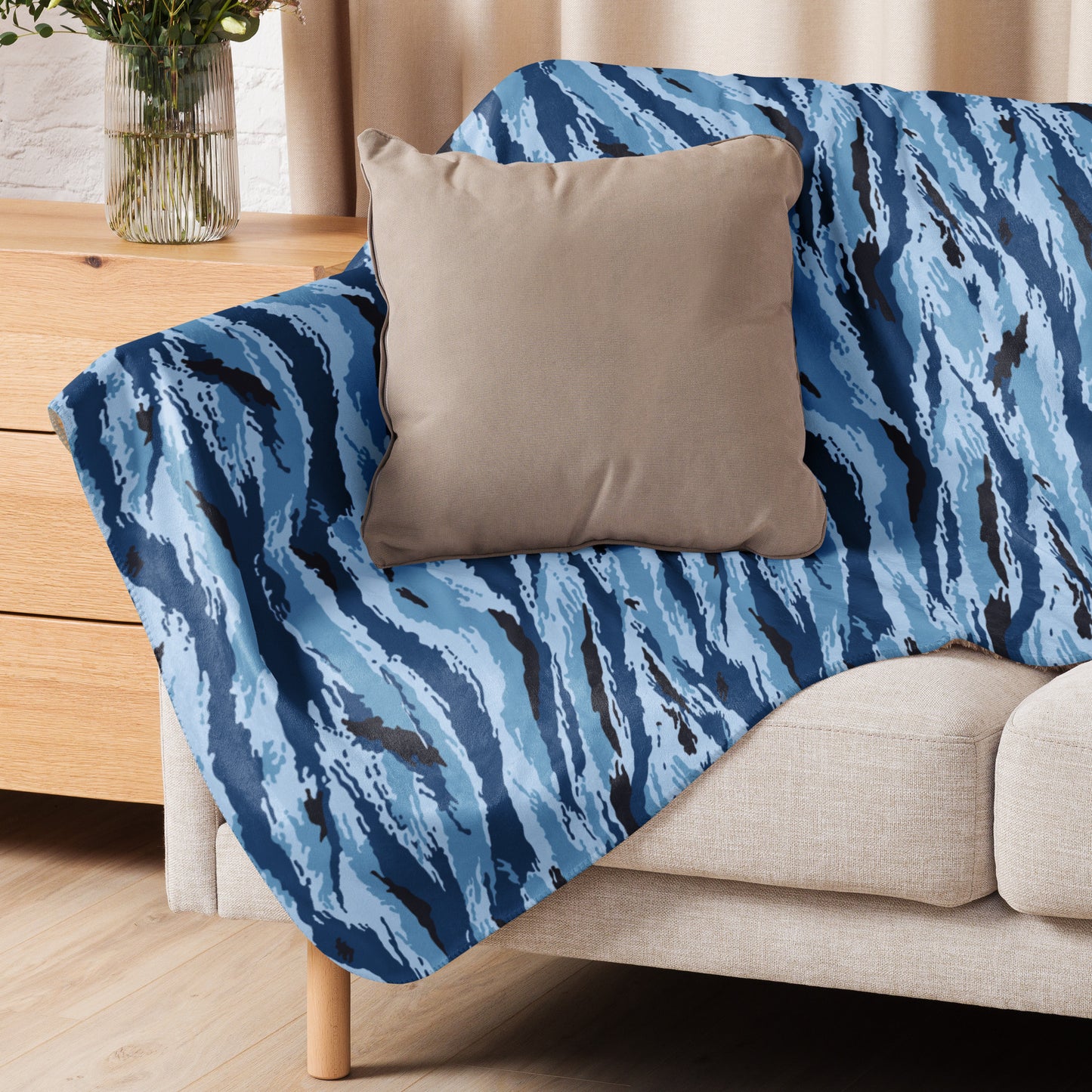 Kamysh Blue Camo Sherpa Blanket