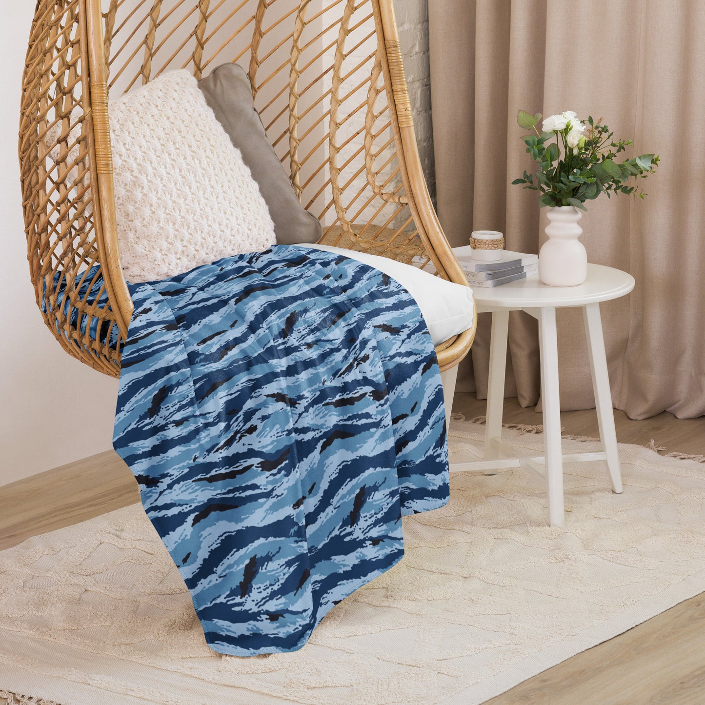 Kamysh Blue Camo Sherpa Blanket