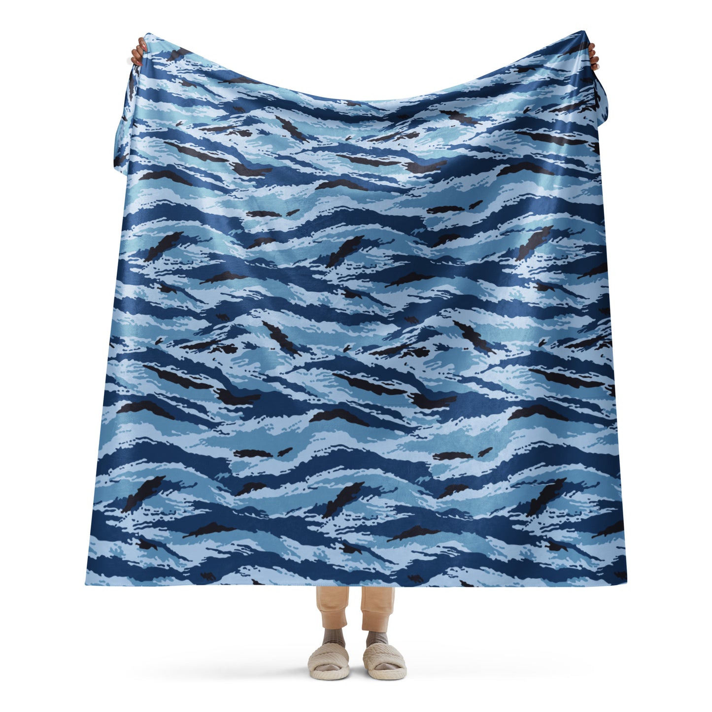 Kamysh Blue Camo Sherpa Blanket