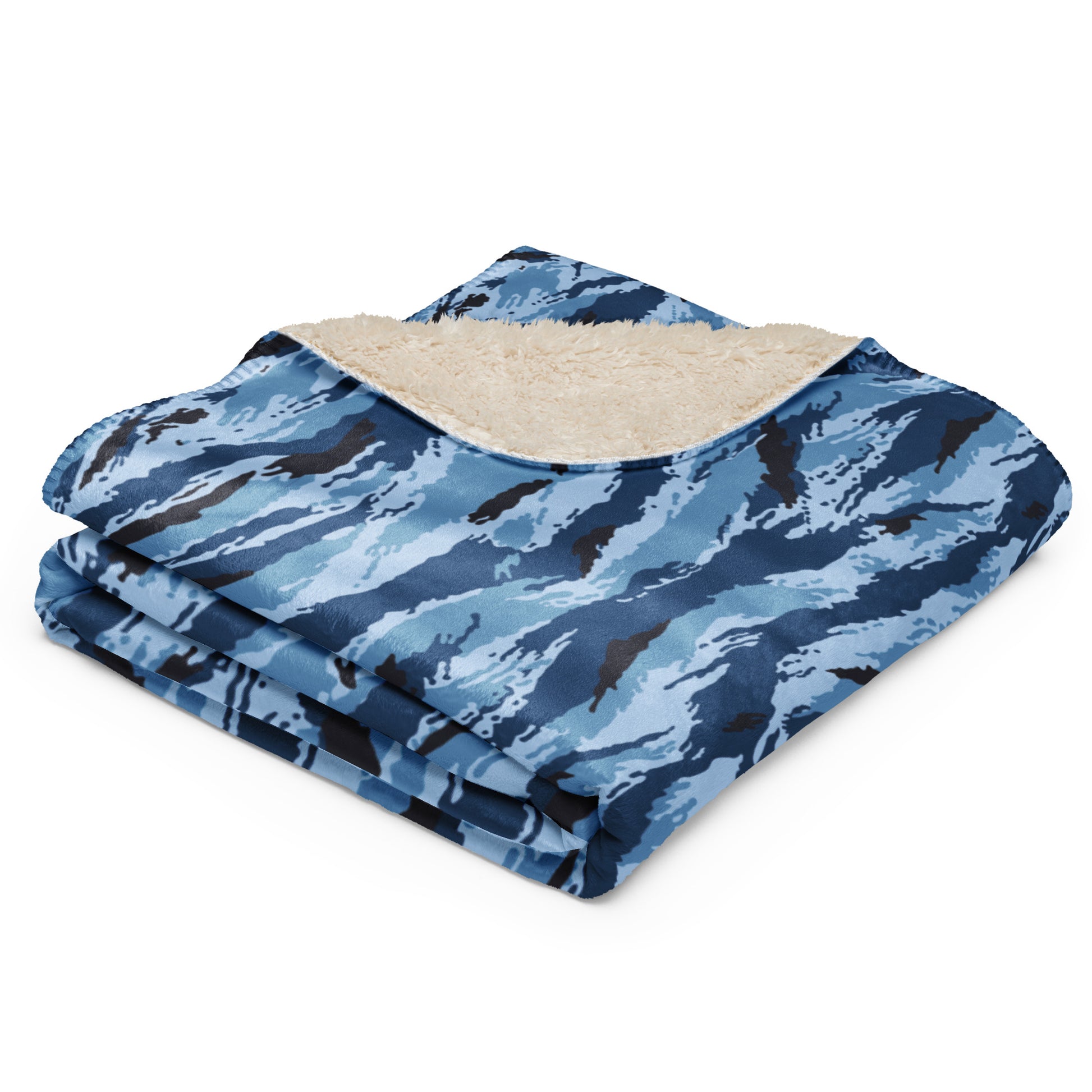 Kamysh Blue Camo Sherpa Blanket