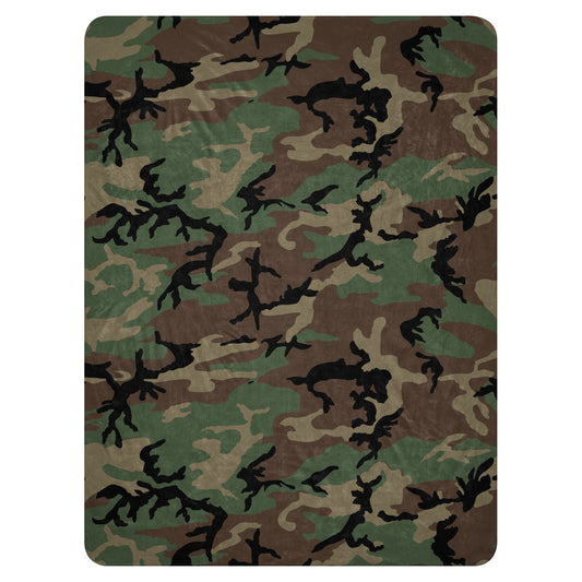 M81 Woodland Camo Sherpa Blanket