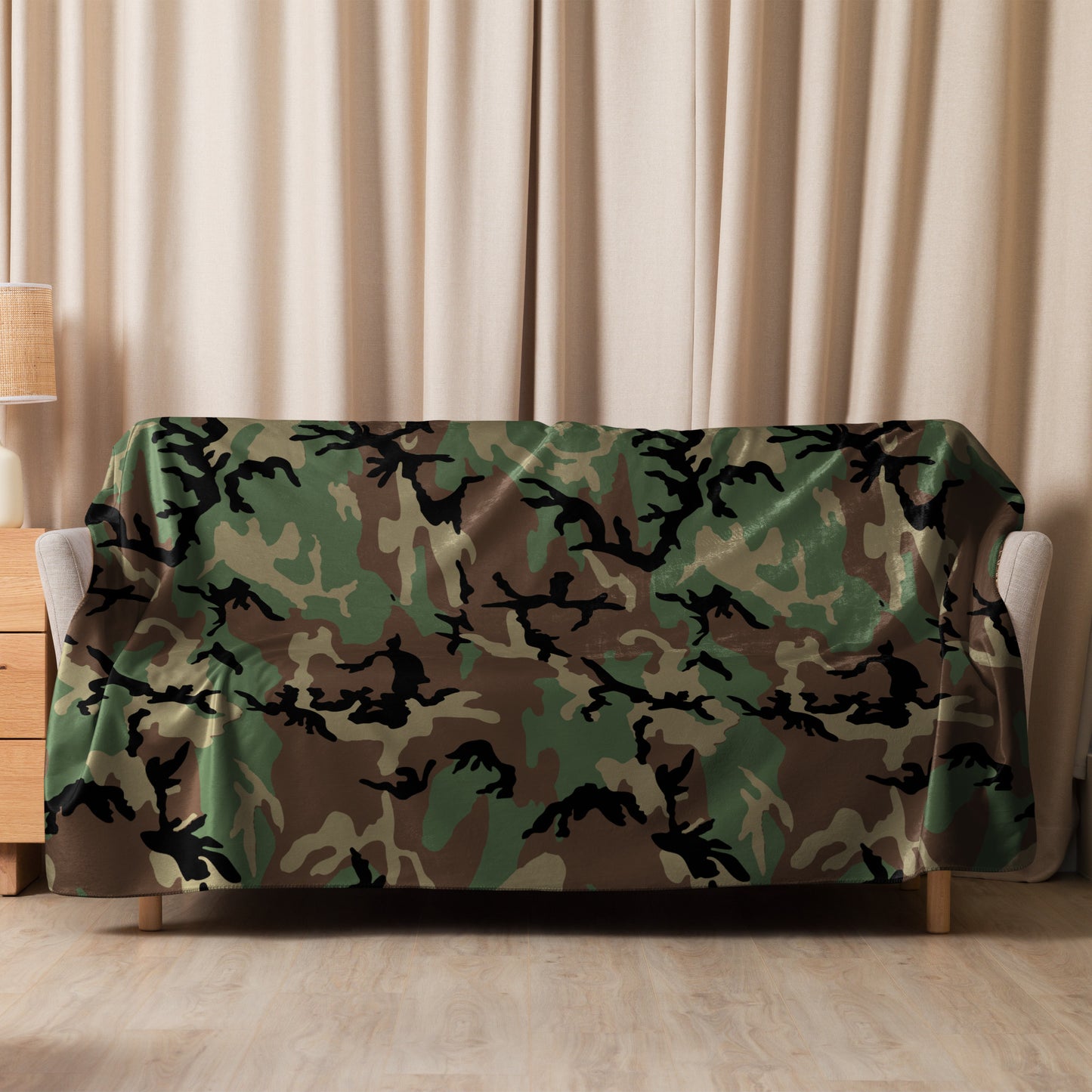 M81 Woodland Camo Sherpa Blanket