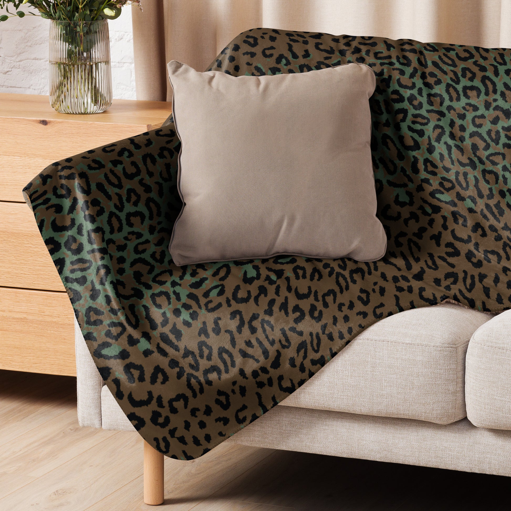 Leopard Spot Camo Sherpa Blanket – 60” × 80”