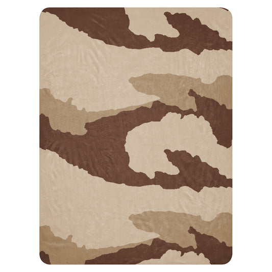 French Daguet Desert Camo Sherpa Blanket – 60” × 80”