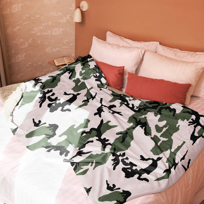 Three-Color Snow BDU Camo Sherpa Blanket