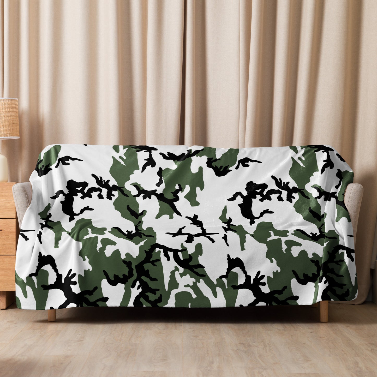 Three-Color Snow BDU Camo Sherpa Blanket