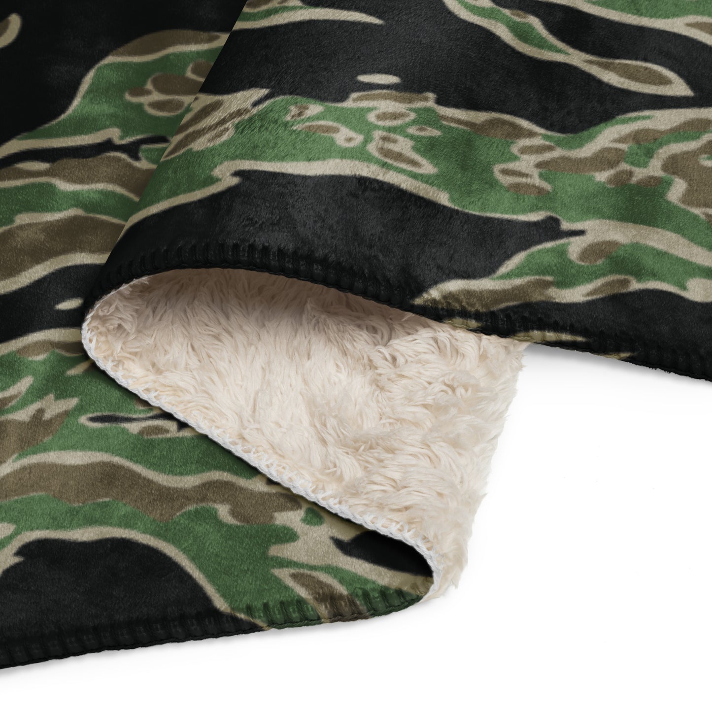 LLS Tiger Stripe Camo Sherpa Blanket – 60” × 80”