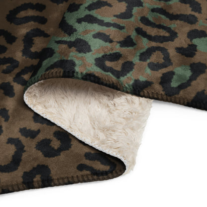 Leopard Spot Camo Sherpa Blanket – 60” × 80”