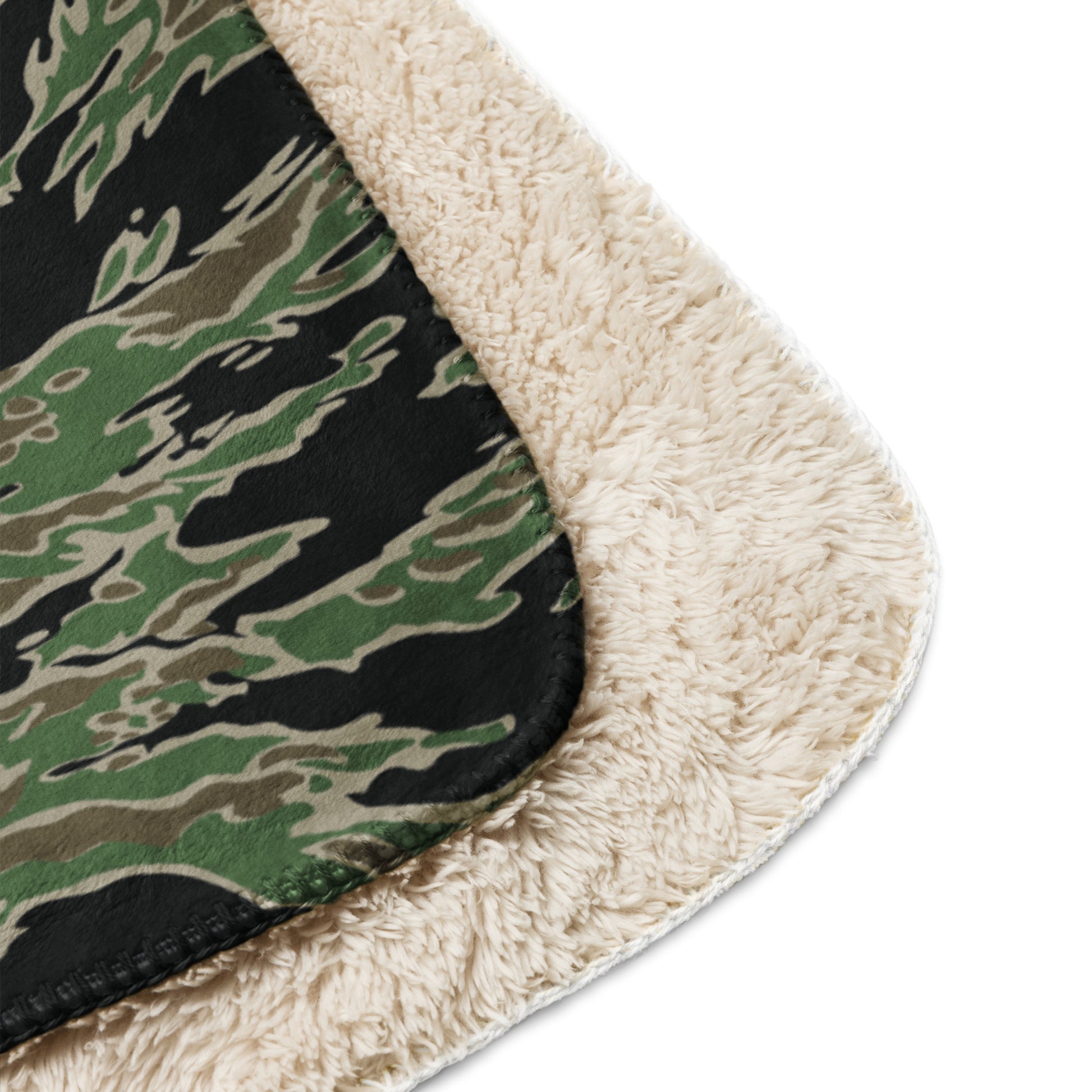 LLS Tiger Stripe Camo Sherpa Blanket – 60” × 80”