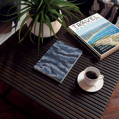 Kamysh Blue Camo Hardback Notebook - close-up