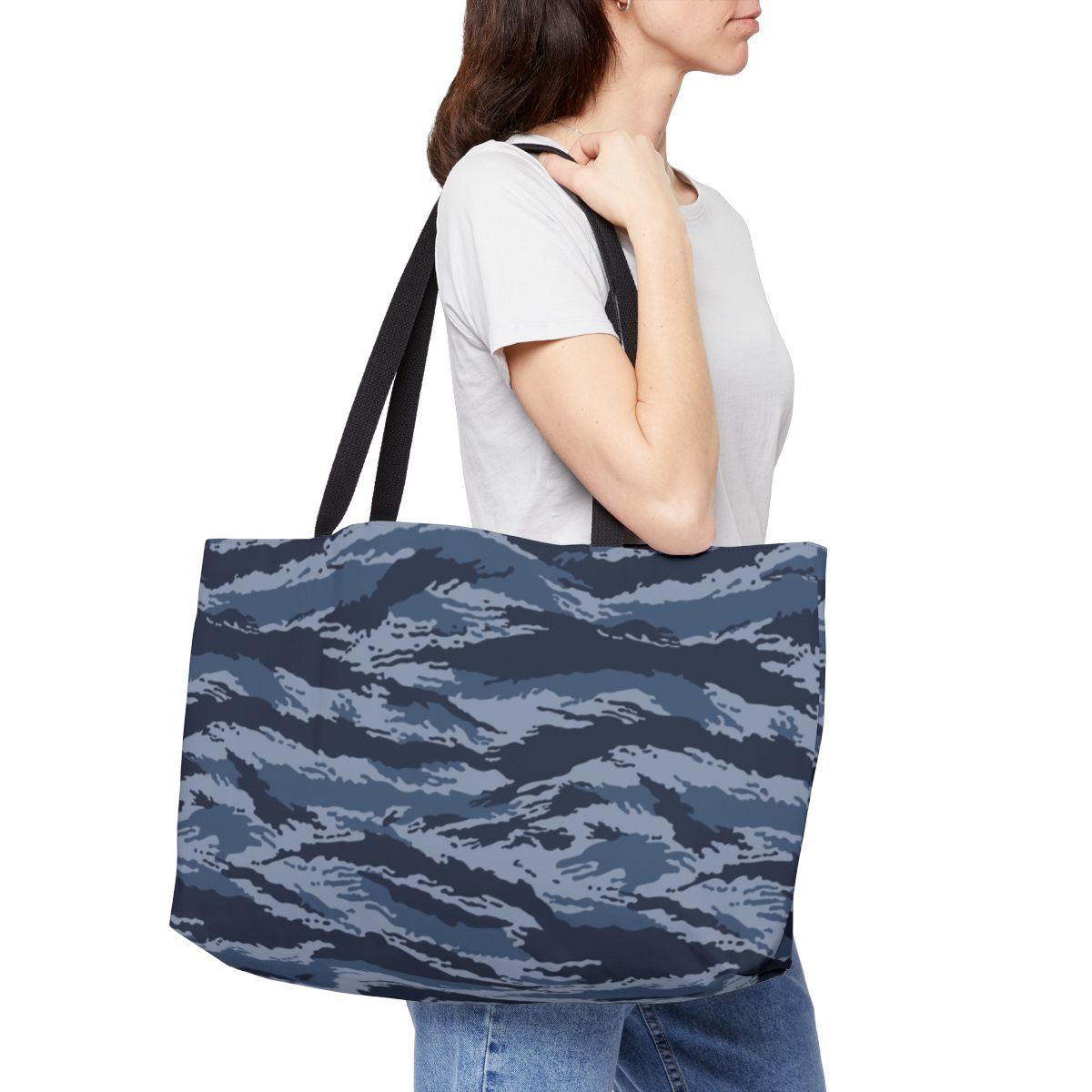 Kamysh Blue Camo Horizontal Tote - close-up