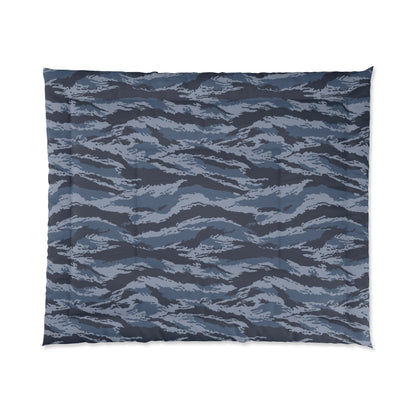 Kamysh Blue Camo King Bed Comforter - front