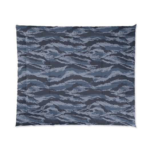 Kamysh Blue Camo King Bed Comforter - front