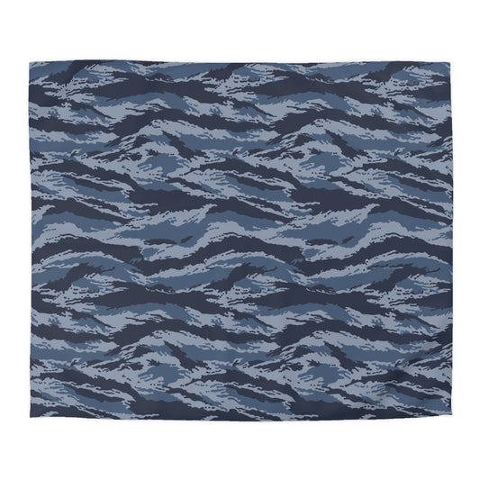 Kamysh Blue Camo King Bed Duvet Cover - front