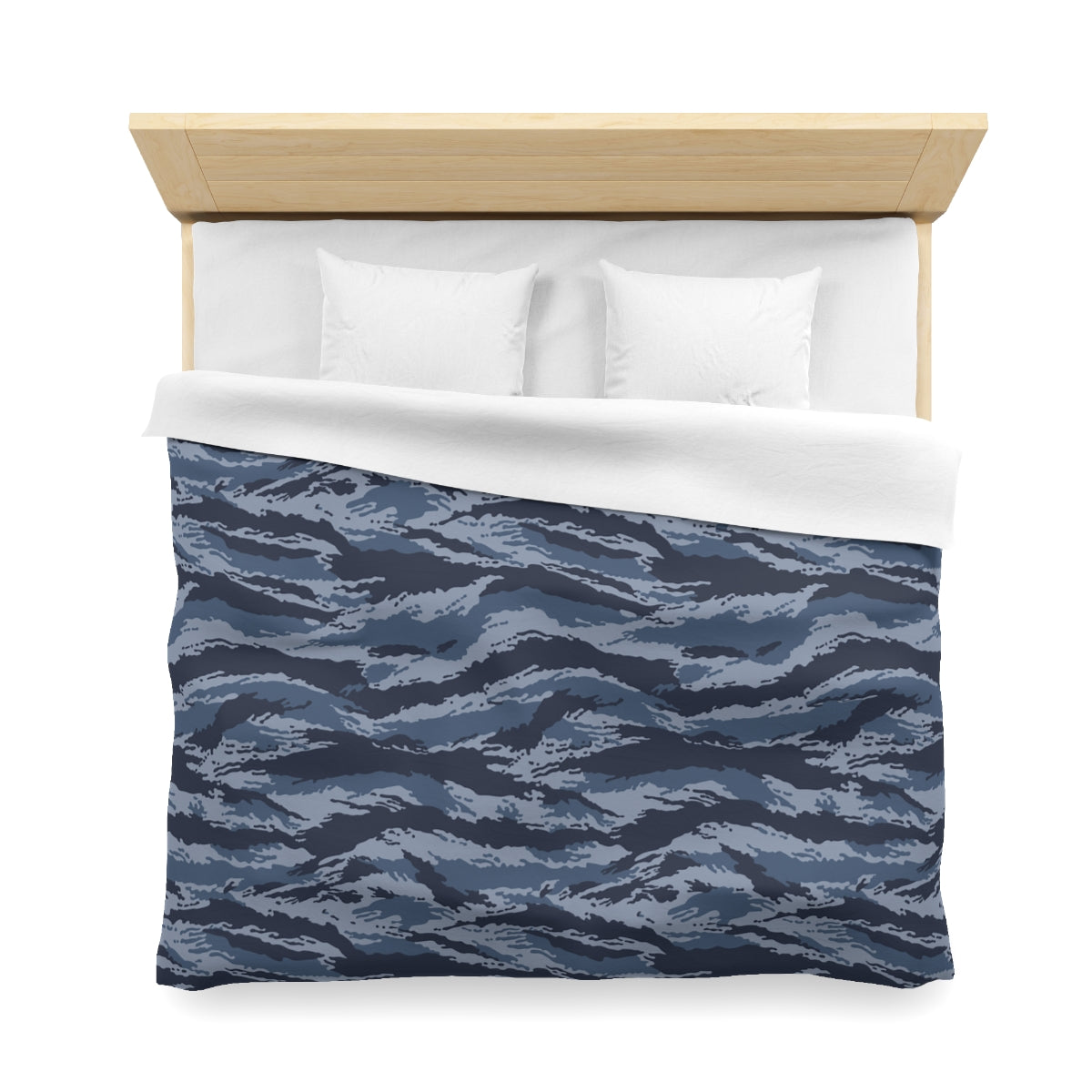 Kamysh Blue Camo King Bed Duvet Cover - close-up