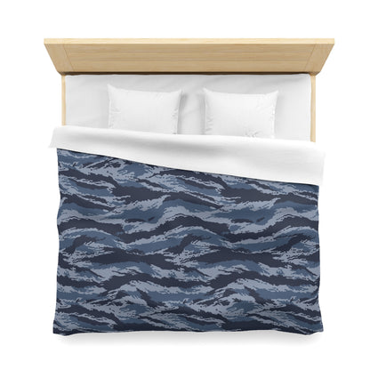 Kamysh Blue Camo King Bed Duvet Cover - close-up