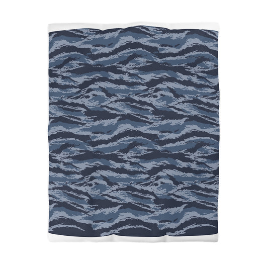 Kamysh Blue Camo King Bed Duvet Cover - front
