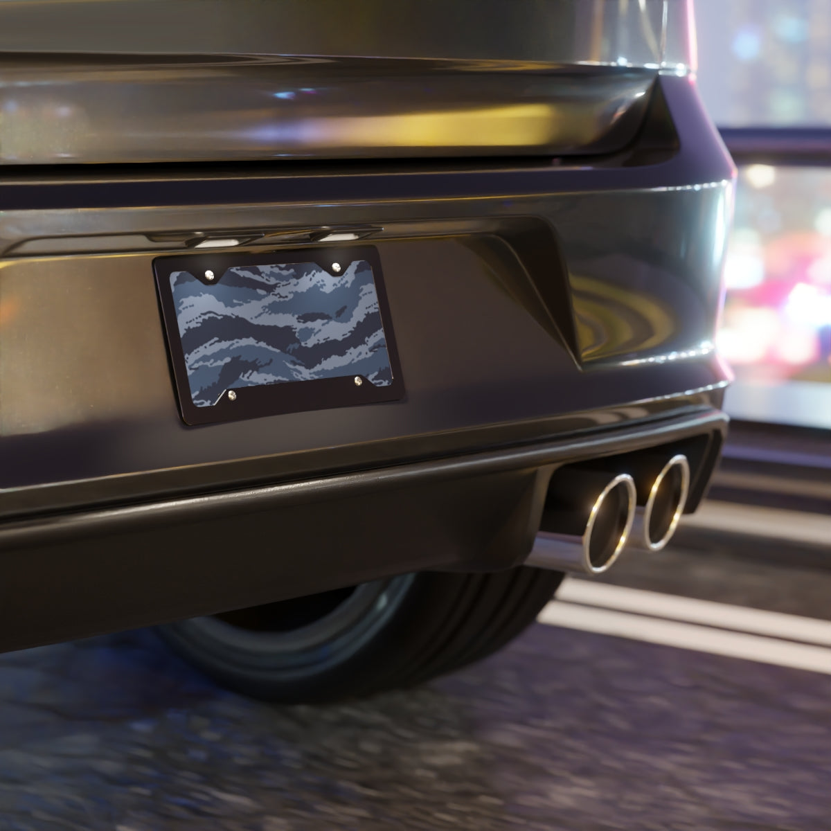 Kamysh Blue Camo License Plate - close-up