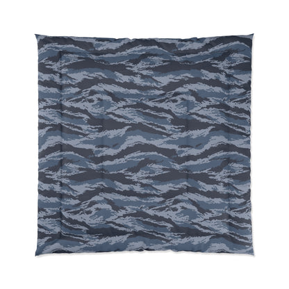 Kamysh Blue Camo Queen Bed Comforter - front