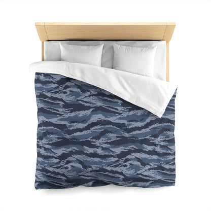Kamysh Blue Camo Queen Bed Duvet Cover - close-up