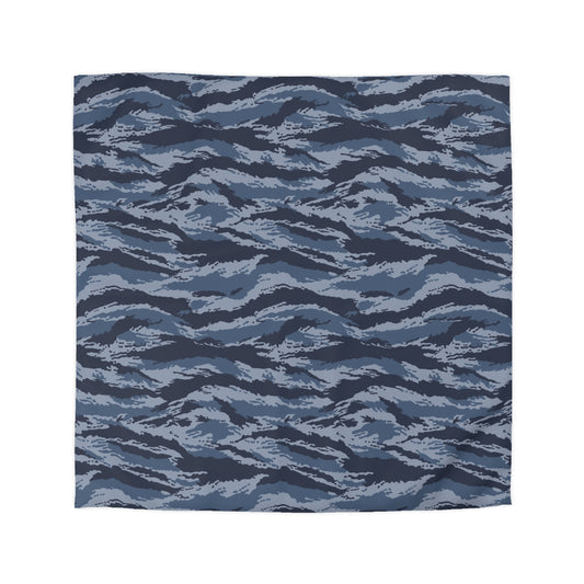 Kamysh Blue Camo Queen Bed Duvet Cover - front
