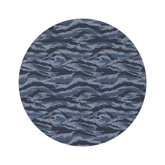 Kamysh Blue Camo Round Rug - front