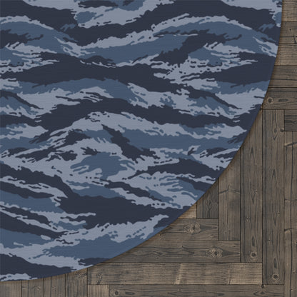Kamysh Blue Camo Round Rug - close-up
