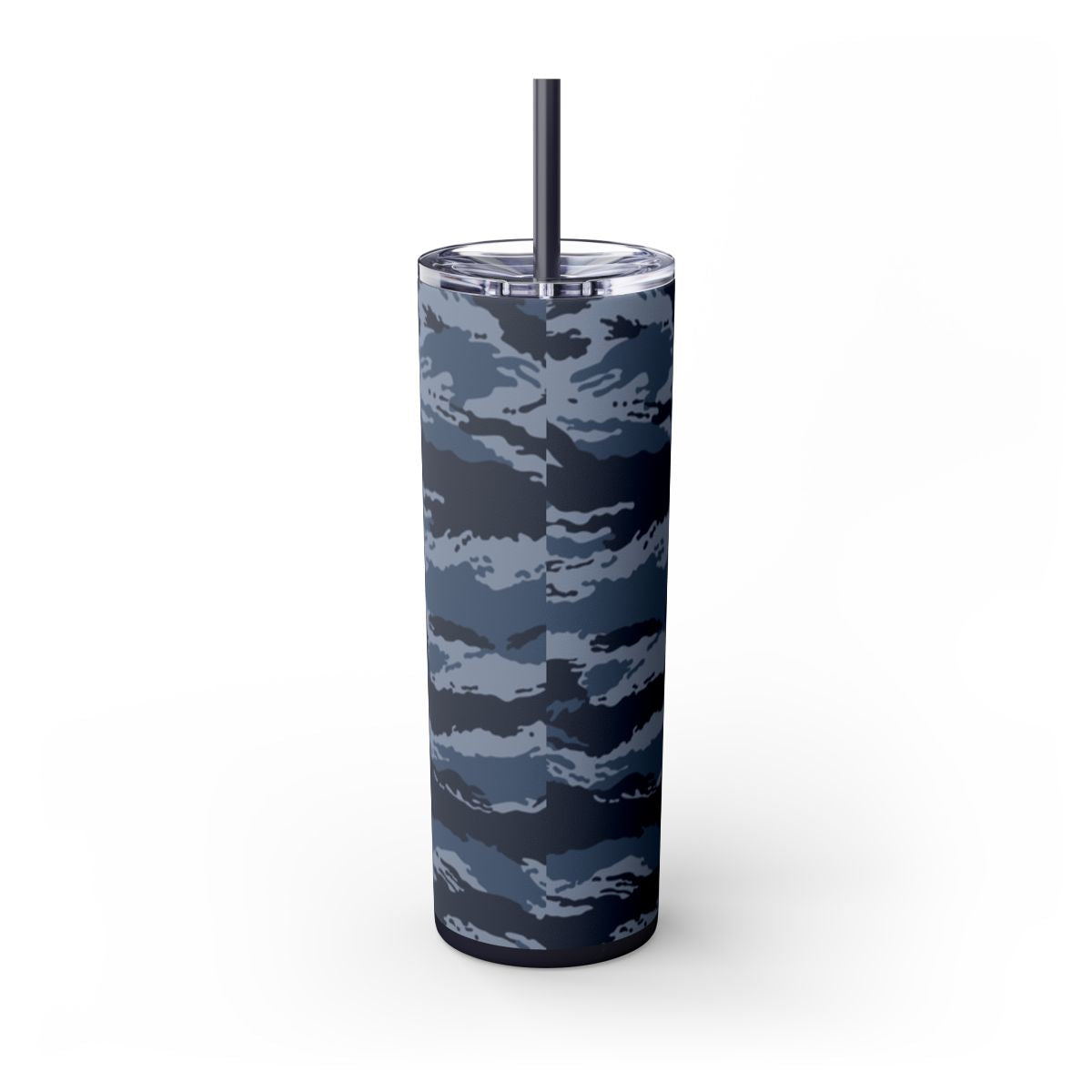 Kamysh Blue Camo Skinny 20oz Tumbler with Straw - close-up