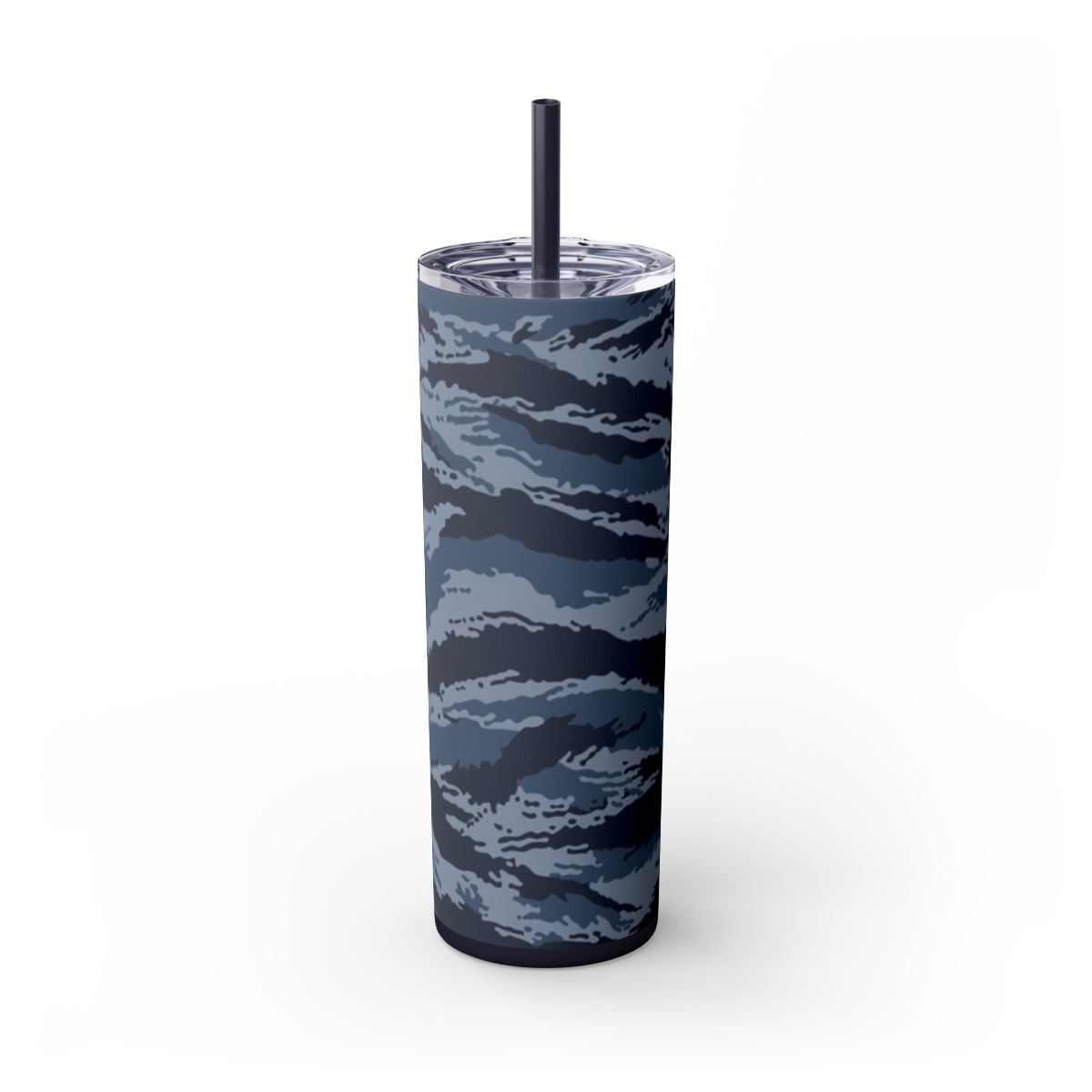 Kamysh Blue Camo Skinny 20oz Tumbler with Straw - front