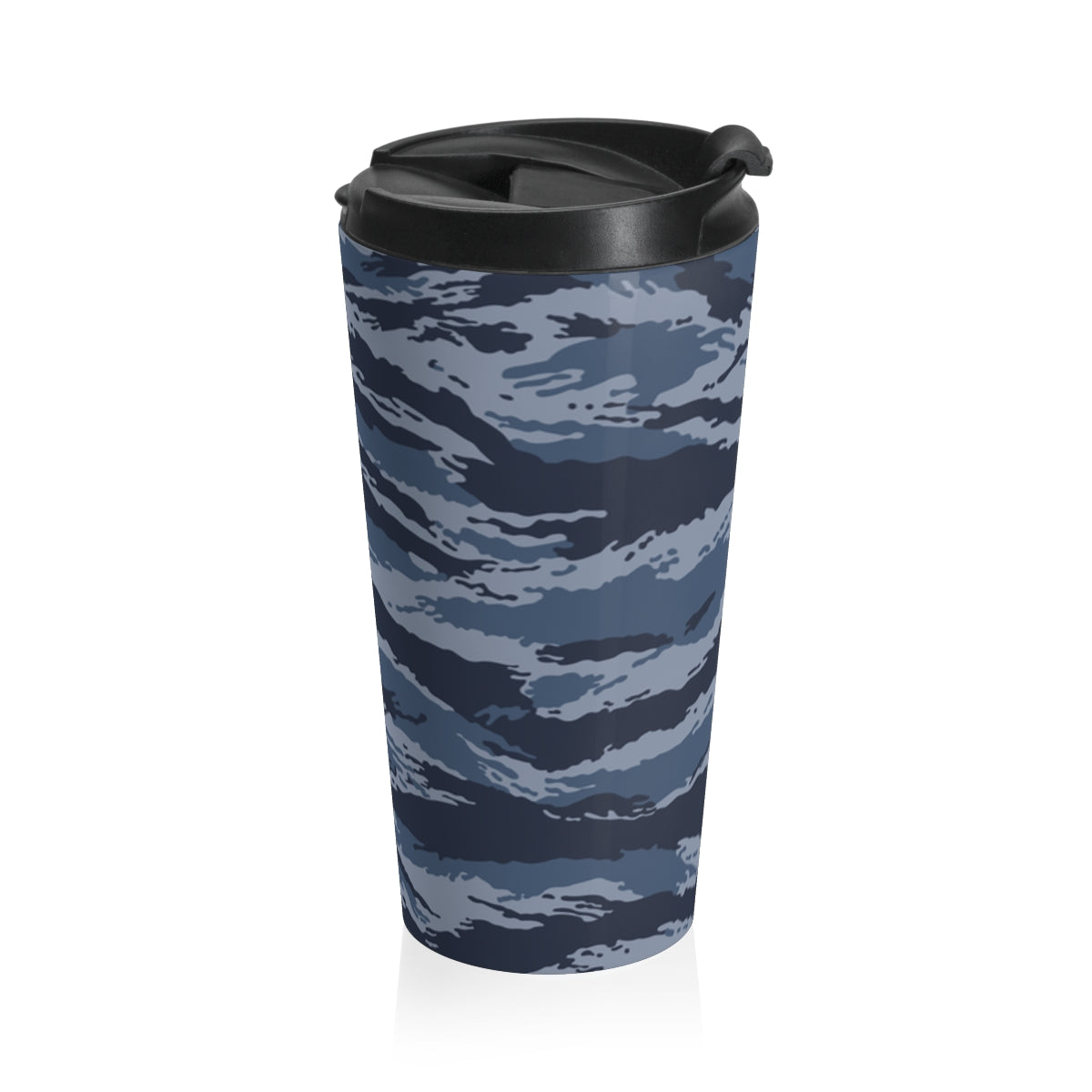 Kamysh Blue Camo Stainless Steel Travel Mug - close-up