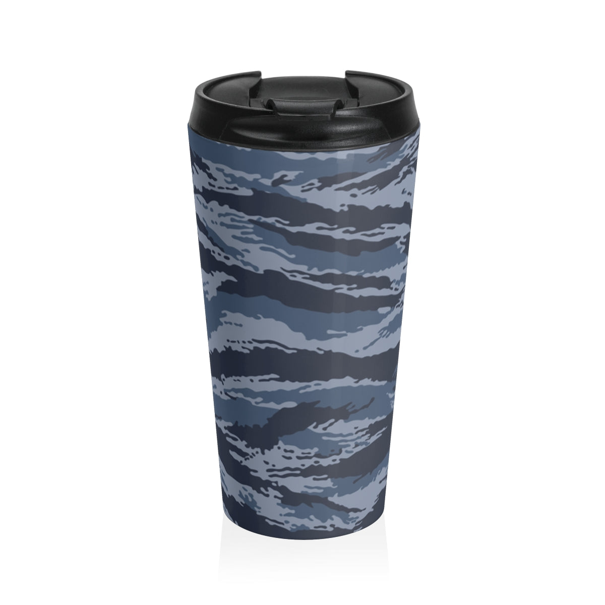 Kamysh Blue Camo Stainless Steel Travel Mug - front