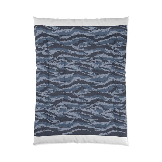 Kamysh Blue Camo Twin Bed Comforter - front