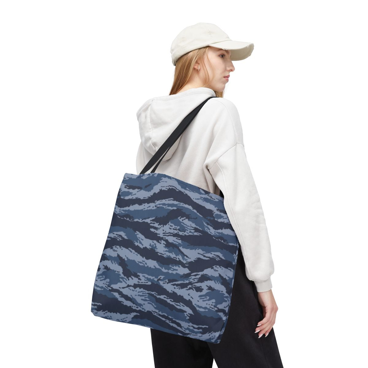Kamysh Blue Camo Vertical Tote Bag - close-up