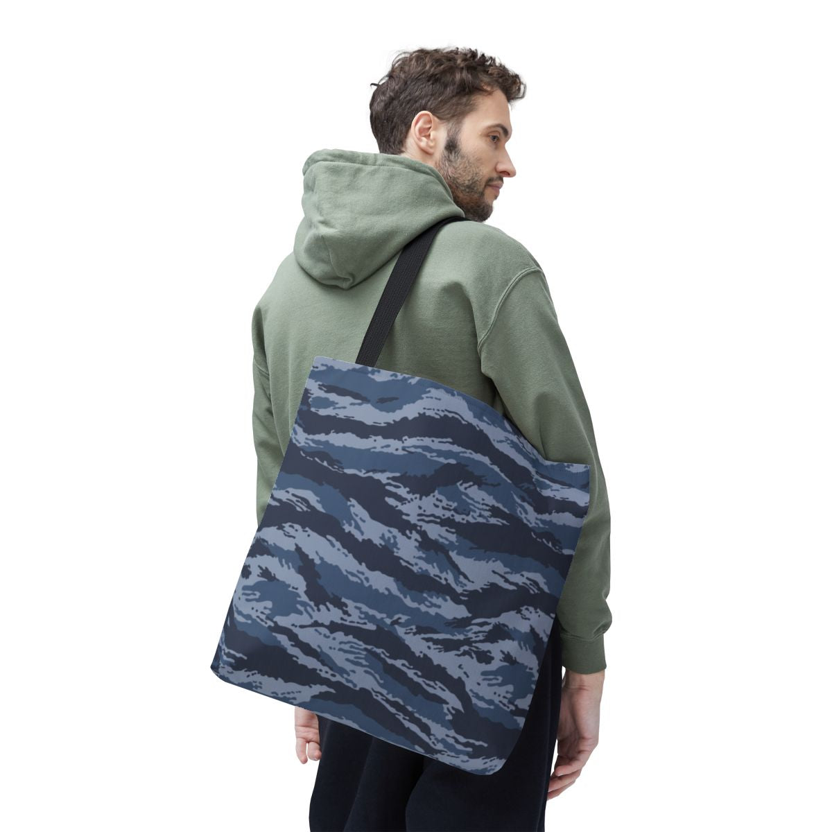 Kamysh Blue Camo Vertical Tote Bag - close-up