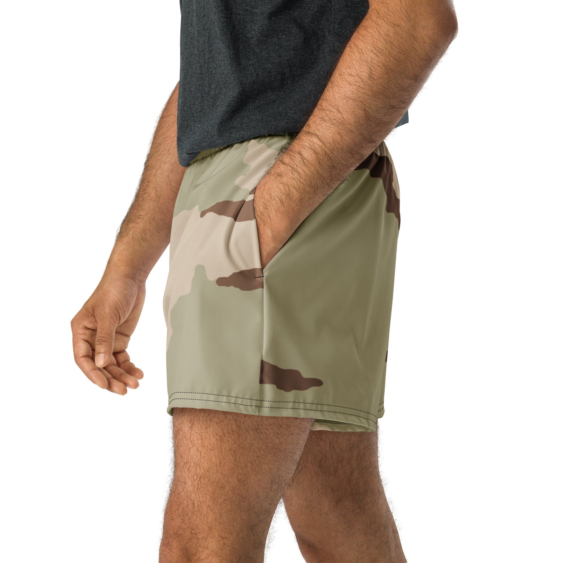 Three-Color Desert Camo 2.5″ inseam Tech Shorts _ Concealing Coloration.