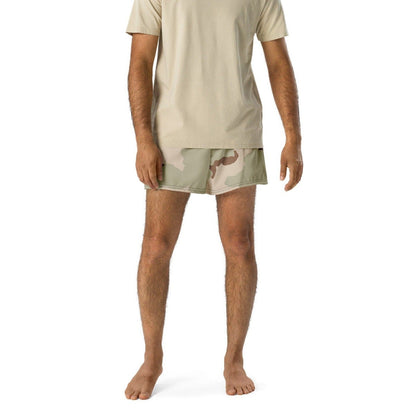 Three-Color Desert Camo 2.5″ inseam Tech Shorts _ Concealing Coloration.