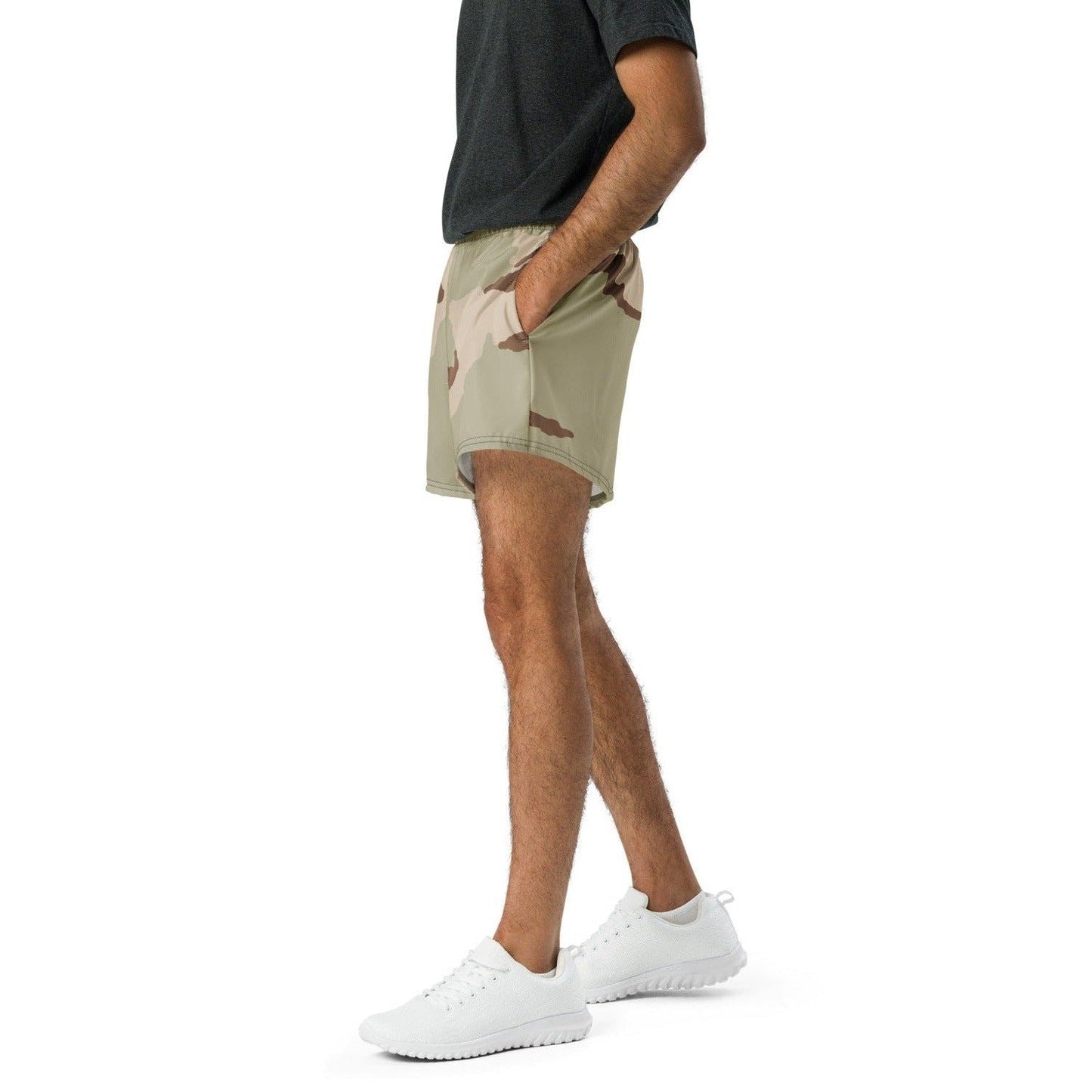 Three-Color Desert Camo 2.5″ inseam Tech Shorts _ Concealing Coloration.