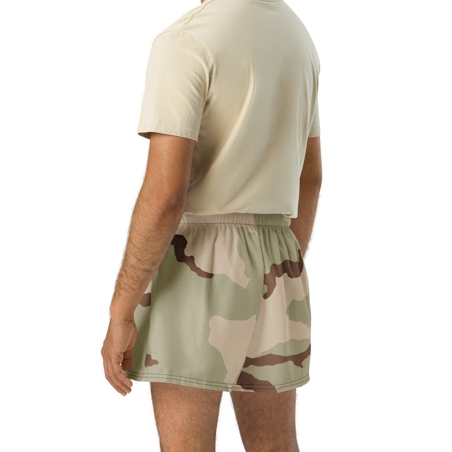 Three-Color Desert Camo 2.5″ inseam Tech Shorts _ Concealing Coloration.