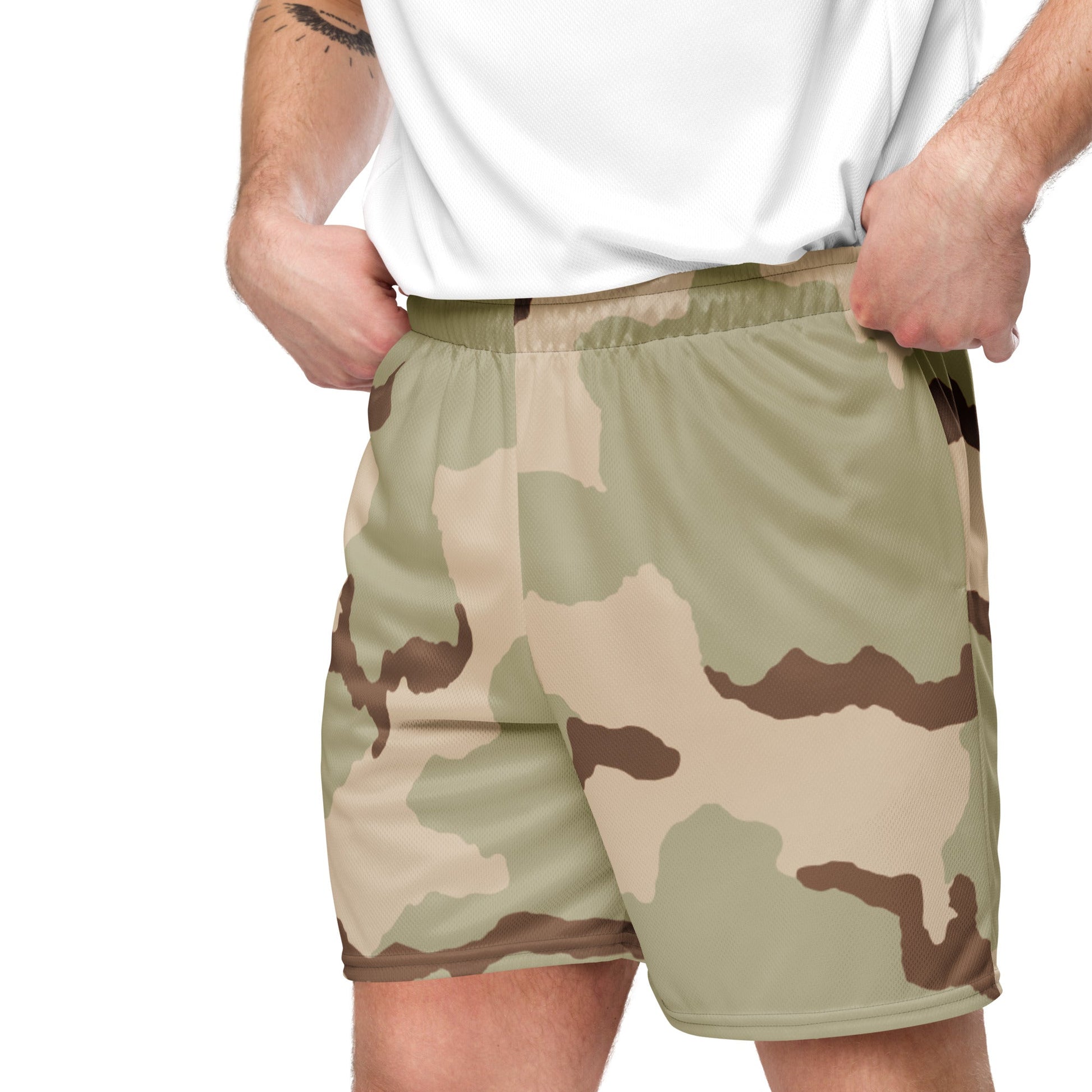 Three-Color Desert Camo Basketball Shorts _ Concealing Coloration