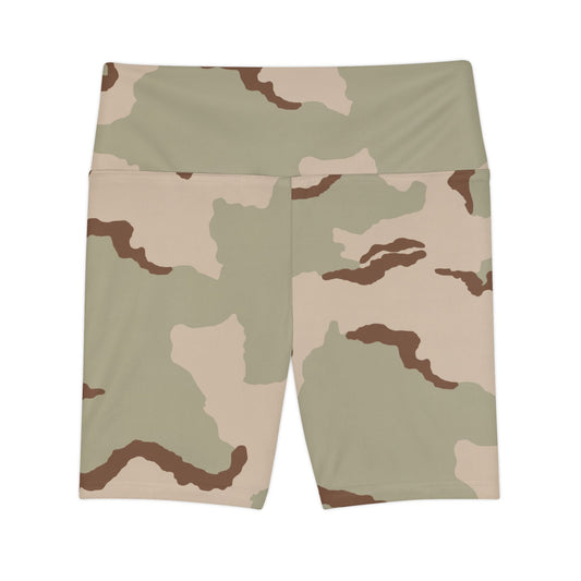 Three-Color Desert Camo High-Rise Bike Shorts _ Concealing Coloration